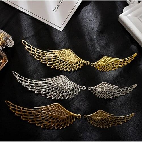 6pcs/lot Angel Wings Gold/silver/Bronze Filigree Wing Charm / Hair tools/ DIY 70mm x 24mm，110mm x 37mm