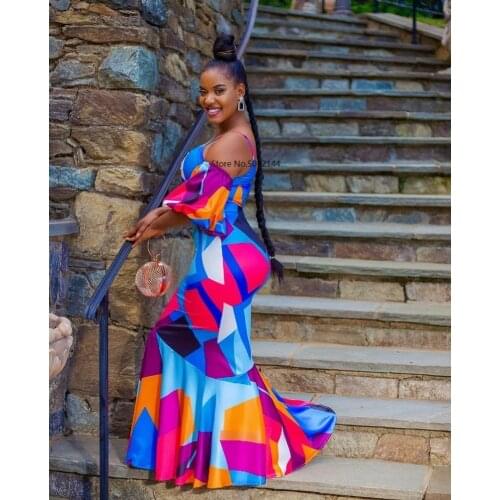 African Dresses For Women 2020 Dashiki Robe Summer Plus Size Long Dress Ladies Traditional African Clothing Fairy Maxi Dress