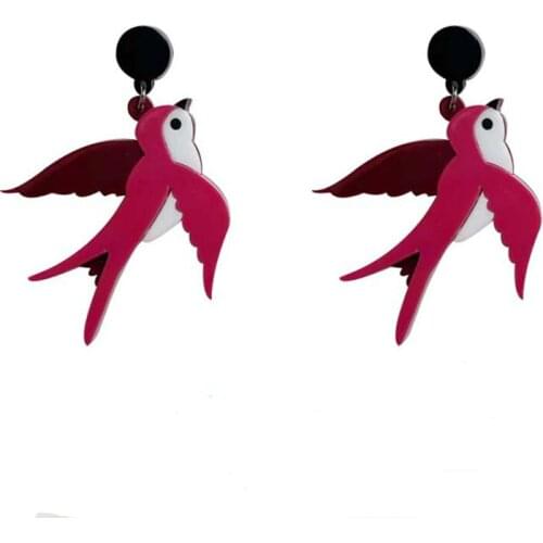 Acrylic Swallow Shape Red Bird Dangle Earrings for Vintage Earring