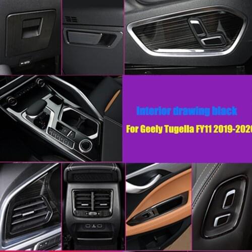 World Datong Accessories For Geely Tugella FY11 2019-2020 Interior Draiwng Black Stainless Steel Decoration Trim