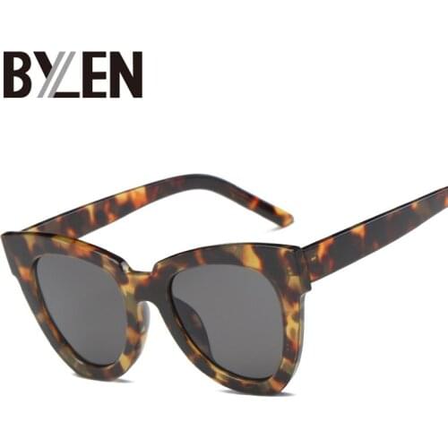 BYLEN Fashion Cat Eye Sunglasses Women Brand Designer Vintage Clear Lens Acetate Frame Sun Glasses Male Female Eyeglasses