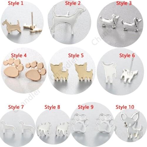 Chandler Dog Earrings For Women Chihuahua Siberian Husky Paw Earring Samll Pets Jewelry Animal Studs Piercing Femme Pendientes