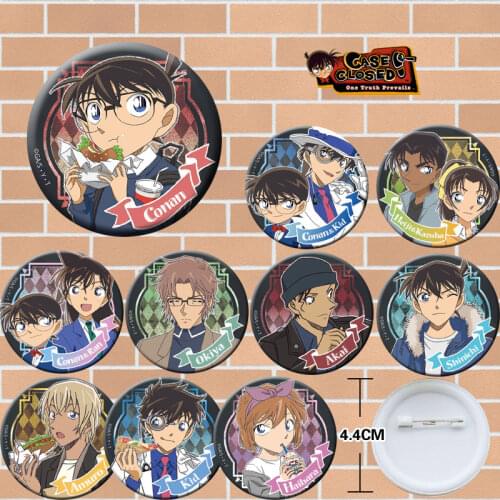 Detective Conan Case Closed Cartoon Bedge Haibara Ai Furuya Rei Bags Badge Button Anime Brooch Pin Souvenir Cosplay Props 1Set