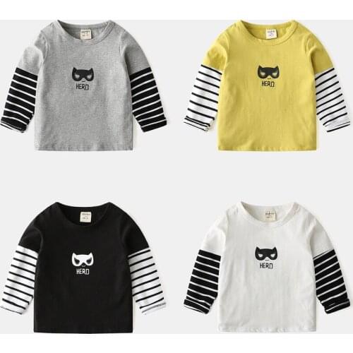 Yocute Childrens Clothes Boys Long Sleeve T-shirt Cotton Kids Clothing 2021 New Spring Autumn Casual Boys' Bottomed Shirt 2-6T