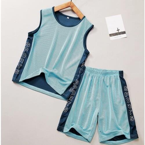 Summer Boys Clothes Sets 2pcs Print Quick-dry childrens clothing set Boys Running Sleeveless t-shirts and shorts Suits