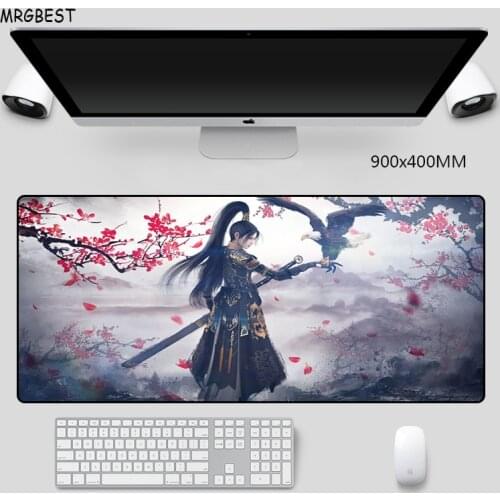 MRGBES Mouse Pad XXL Notebook Mice Mat with Anime Cartoon Hansome Girl Photo Nature Rubber Locked Edge for DOTA LOLCSGO Games