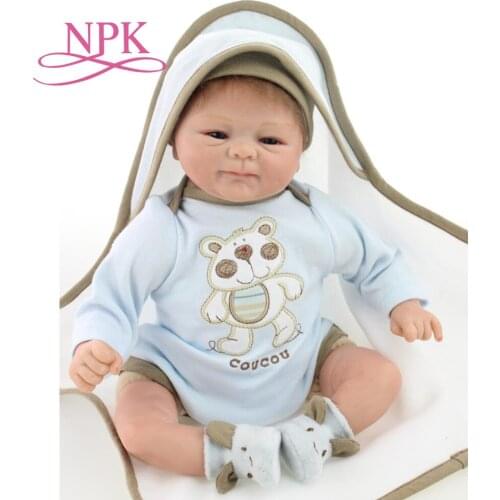 NPK handmade 40cm soft silicone reborn baby doll Lifelike newborn baby doll bedtime toy birthday Chirstmas Gifts