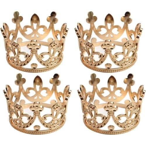Pack of 4 pcs Round Mini Crown Tiara Children Hair Ornaments Hair Jewelry for Wedding Birthday Party Decoration