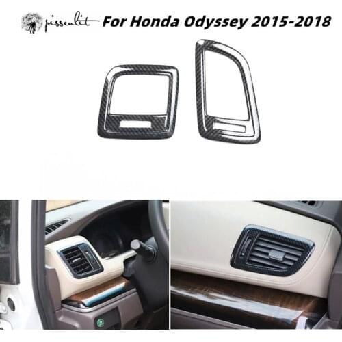 Fit for Honda Odyssey 2015 2016 2017 2018 Carbon Fiber Style Interior Decoration Accessories Air Outlet Panel ABS Sticker