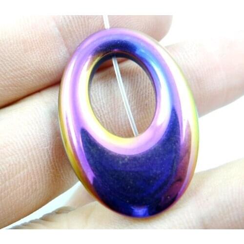 46*28MM Wholesale Natural stone Titanium Hematite stone oval pendant Jewelry Making charms Gem necklaces 3pcs/lot A10