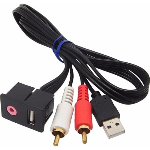 CHELINK Car RCA Cable Adapter Switch With 3.5mm Audio Jack AUX USB Cable Extention Mount Panel Mount Cable for For VW Toyota
