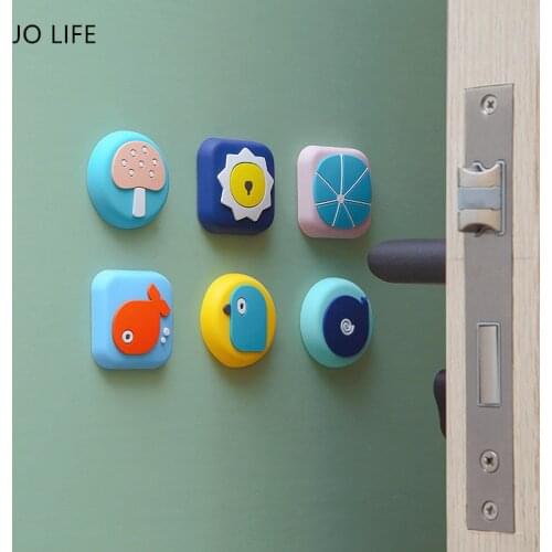 JO LIFE Cartoon Door Crash Pad Self adhesive Silicone Cabinet Bumpers Wall Protector Shockproof Lock Protective Pad