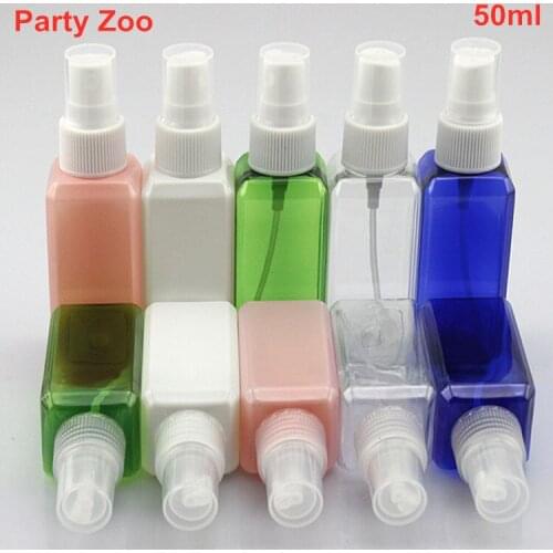 500 X 50ml Empty Square Spray Bottle With White/Clear/Black Sprayer Cap,50cc Spray Pump Refillable PET Bottles