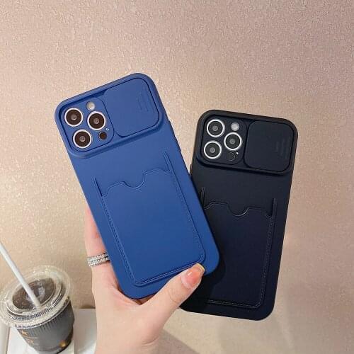 Luxury Card Bag Lens Protection Silicone Case for IPhone 11 12 Pro Max 7 8 Plus XR X XS Max 12 Mini Shockproof Cover Coque Funda