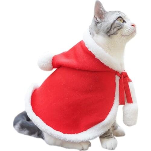 Christmas Cat Clothes Pet Dog Cat Costume Santa Claus Costume Winter Christmas Pet Coat Apparel Cotton Clothes For Cat Dog