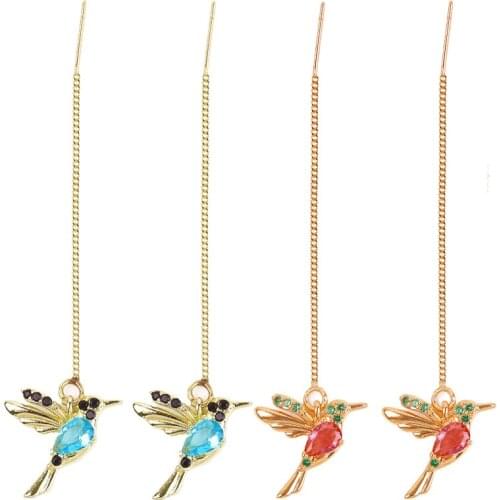 Stylish Long Drop Earrings Cute Butterfly Bird Pendant Tassel Crystal Pendant Earrings Ladies Jewelry Design Ornaments Gifts