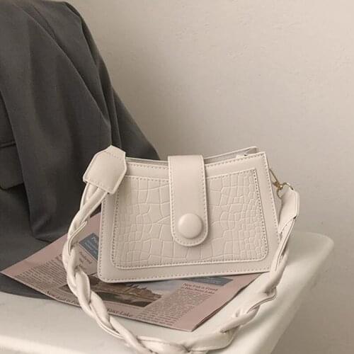 Fashion Ladys Solid Color Snake Print One-shoulder Handbag Shoulder Strap Adjustable Mobile Phone Coin Underarm Baguette Bag