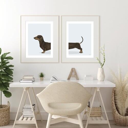Funny Picture Animal Chocolate Dachshund Dog Poster Creative Lavatory Wall Art Painting Wiener Print Pet Shop WC Decor