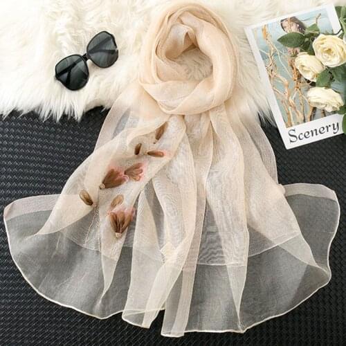 Rushed 2020 Silk Women Scarf Warm Wool Shawls Lady Wraps Bufanda Floral Pashmina Bandana Embroidery Scarves Foulard Hijab