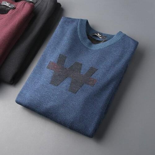 2021 winter close-fitting wear warm cashmere sweater men plus cashmere plus thick mens long sleeves round collar wool hoodie