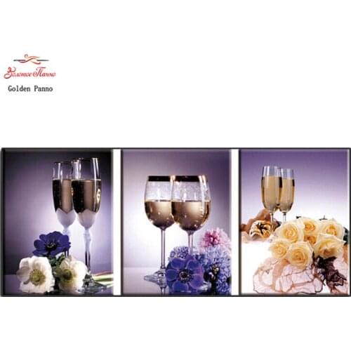 Golden panno,Needlework,Embroidery,DIY Floral Painting,Cross stitch,kits,11ct couple of glasses Cross-stitch,Sets For Embroidery