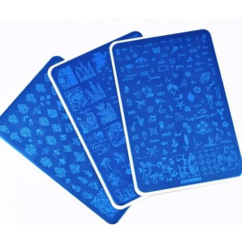 1pcs SUMMER Nail Art Stamping Plate (9.5 cm x 14.5 cm) DIY Nail Art Big Templat Printing Stainless Steel Tools-Stamping Plate