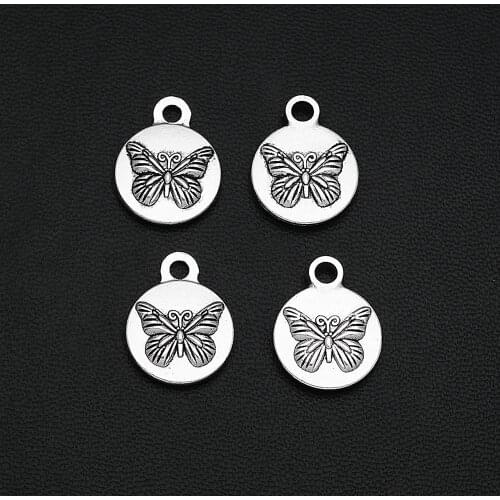 12pcs/Lots 14x18mm Antique Silver Plated Butterfly Charms Insect Pendants For DIY Trinkets Jewelry Making Finding Materials