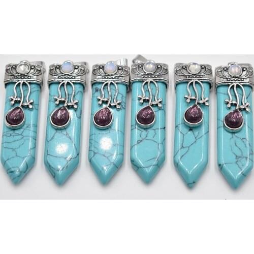 2021 fashion good quality stone point pendulum healing chakra pendant for jewelry making 6pcs/lot wholesale free shipping