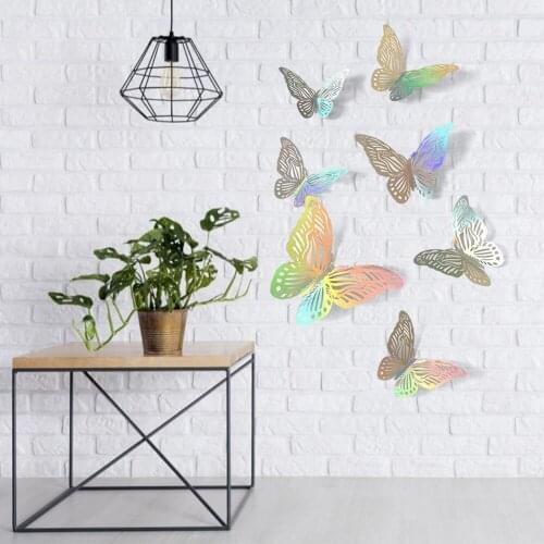 3D Effect Crystal Butterflies Wall Sticker Beautiful Butterfly for Kids Room Wall Decals Home Decoration 12pcs/lot On the Wall