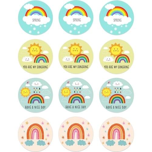 4.5CM Nursery Rainbow Stickers Sun and Cloud Decals for Gift Box Kids Children Party Cartoon Stickers Art Decorative Mural