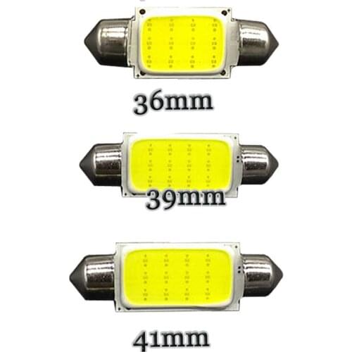 500Pieces/lot Free Shipping High Power Festoon COB 31MM 36MM 39MM 41MM 1.5W 12V Dome Lamps Indicator Light White Bulbs