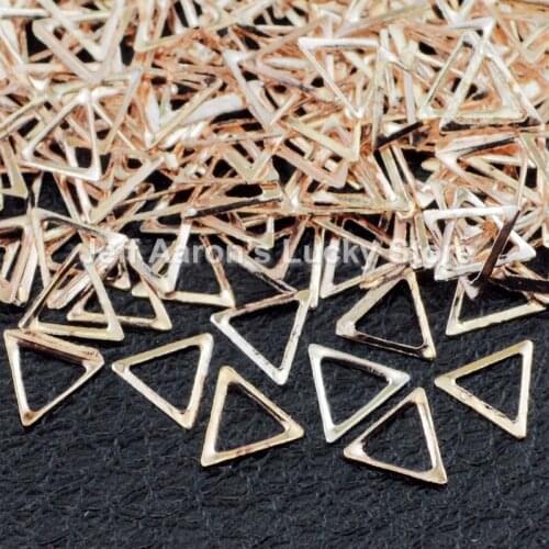 500PCS triangle 3d champagne gold metal nail art decorations circular frame nails accessories supplies manicure design tools