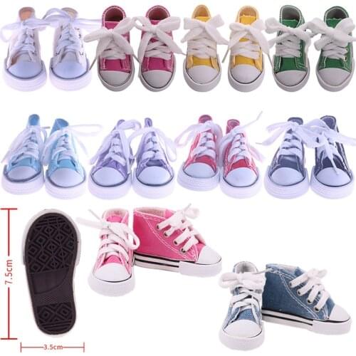 7.5 cm Beautiful Doll Canvas Shoes For 18 Inch Girl Doll & New Born Baby Doll 43 cm & 1/3 BJD Blyth Doll,Toys For Girls
