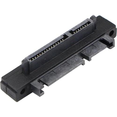 Black Durable 90 Degree Angled SATA 22 (7+15) Pin Male to Female Extension Computer Adapter Converter LK