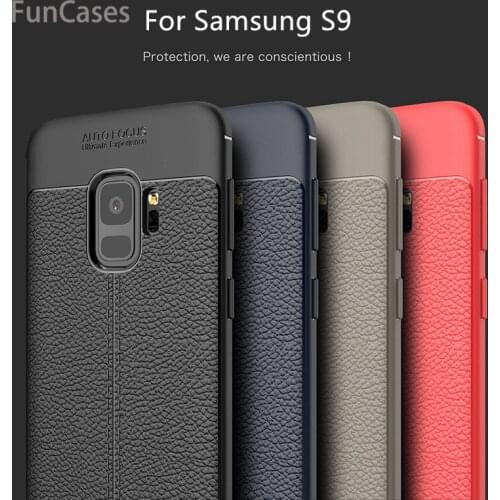 For Samsung Galaxy S9 Plus Case Silicone Shockproof Cover Luxury PU Leather Litchi Pattern Soft Case for Samsung Galaxy S9 Funda