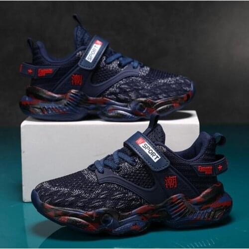 Spring New Boys Shoe Children Trainers Boy Soft Sole Kids Casual Shoes Mesh Breathable Big Boy Sport Shoe Black Teenage Sneakers