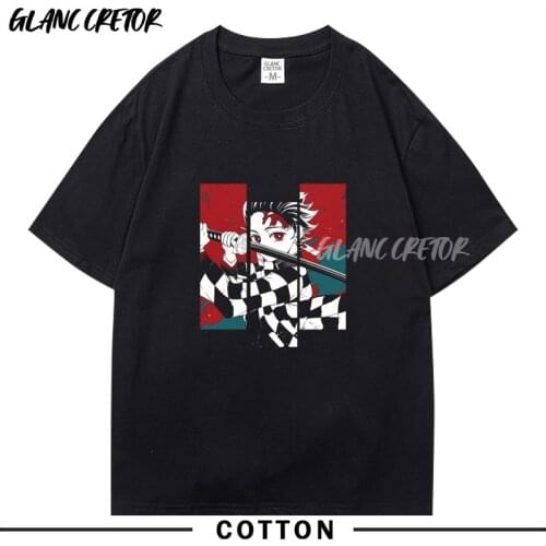 Kimetsu no Yaiba Printed T Shirt Harajuku Gothic Tees Fashion Japanese Anime Shirt Men Tee Cotton 100% Oversized Tshirt