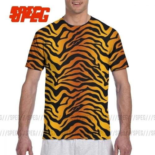 Cat Tiger Stripe Exotic Animal Print T Shirt Men Polyester Leisure T-Shirts All Over Print Full 3D Tees Short Sleeve Clothing