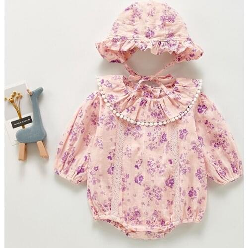 2Pcs Set Baby Bodysuit+Hat Jumpsuit Cotton Romper for Babies One-piece Newborns Baby Girl Clothes Girl Clothing Set 0-2Year