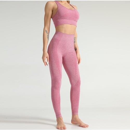 Women Seamless Fitness Sports Suits 2 Piece Set Gym Clothing Sports Bra And High Waist Running Leggings Workout Pants Yoga Set