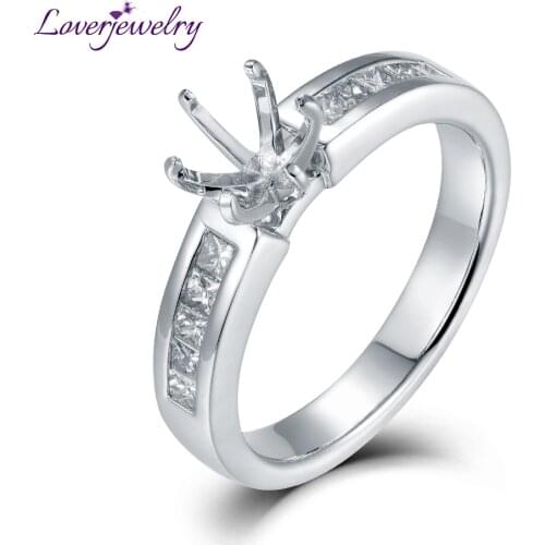 Fashion Classic Trendy DIY Solid 18K White Gold Round 6.3mm Rings Semi Mountig Princess Diamond Fine Jewelry For Women Wedding