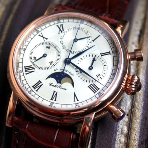 M199S Chronograph Moon Phase Watch Men 1963 Seagull ST1908 Mechanical Movement Retro Pilot Stainless Steel Clocks Reloj Hombre