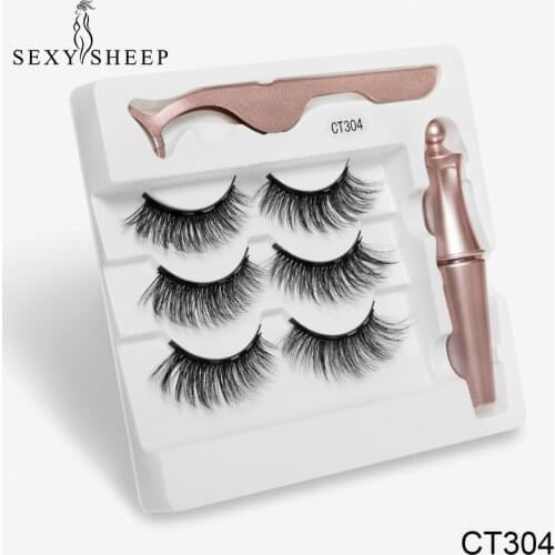 2/3 Pairs Magnetic Eyelashes set Magnet Liquid Eyeliner& Magnetic Lashes & Tweezer Set Waterproof Long Lasting Eyelash Extension