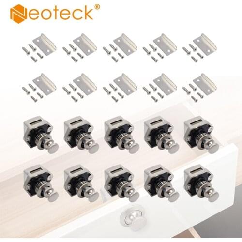 Neoteck 10 Pcs Push Button Drawer Cupboard Door Catch Knob Caravan Motorhome Cabinet Lock Cabinet Home Improvement Hardware