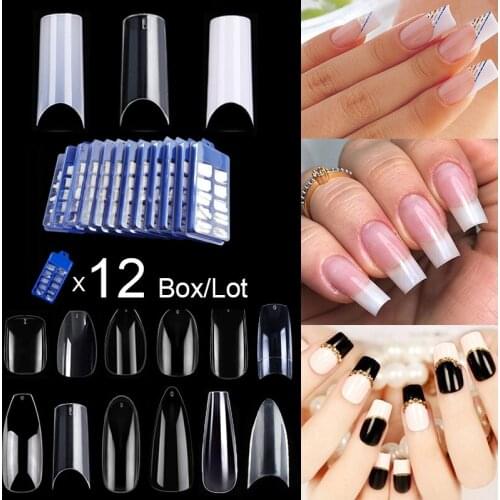 Wholesale 12 Boxes Of 100 Pieces C Curve Shape Fake Nail Tips 10 Sizes X 10 Pieces Fake Nail DIY Clear Nail Tips Manicure
