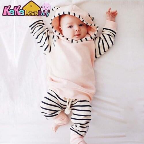 2021 Autumn Baby Boy Clothing Set Long Sleeve Warm Hooded T-shirt+Pants Infant 2Pcs Suit Newborn Cute Baby Girls Clothes