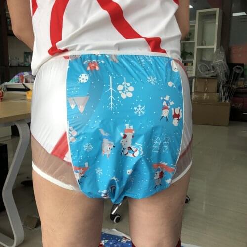 ABDL adult baby diaper pvc Send play mouth reusable baby pant diapers onesize plastic bottoms DDLG adult baby new underwear blue