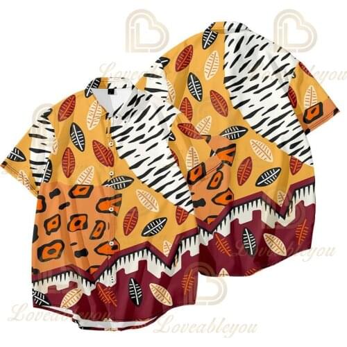 Ropa Hombre 3D Printing Geometric Camouflage Cool Boy Summer Break Loose Short-sleeved Shirt Mens Hawaiian Camisas