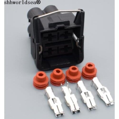 Shhworldsea 4 pin 6.3mm auto CAR waterpfoof connector plastic housing plug connector with terminal 357941165 357 941 165 for vw