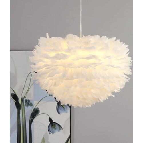 Nordic Feather Pendant Lamp Creative Fairy Hanging Lamp Goose Feather Bedroom Dining Room Loft Chandelier Ceiling Droplight